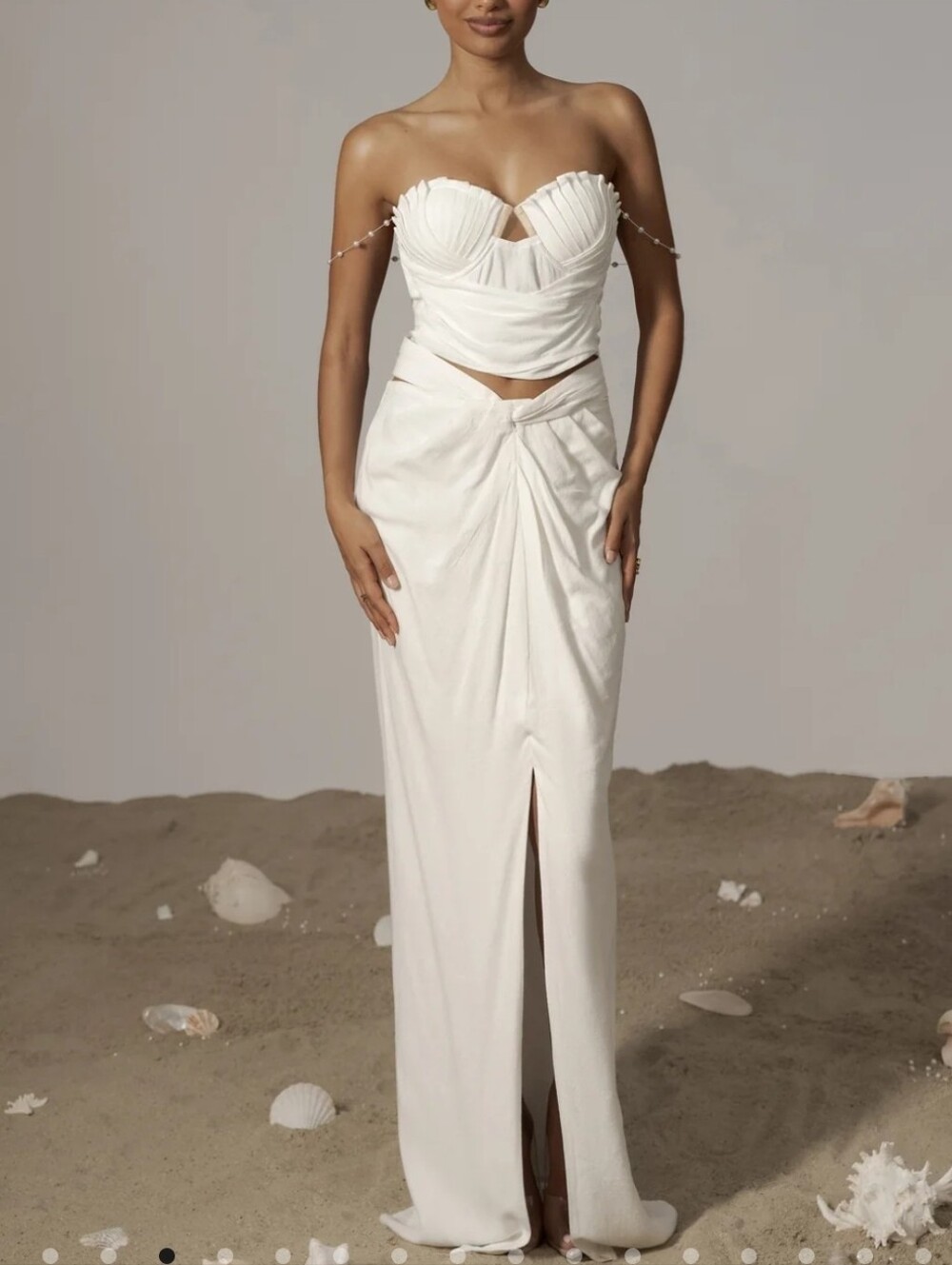 JLUXLABEL Ivory Destination Linen Skirt Set Corset Maxi Skirt XS NWT